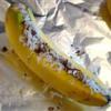 Campfire Banana Splits - Great for sleep-overs and backyard camping trips. Bananas cooked in foil with chocolate chips and marshmallows. You can even bake these in the oven if a grill or campfire is not available. You can be creative with other toppings like maraschino cherries, peanut butter chips, coconut, butterscotch morsels or caramel.
