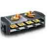 Severin 2683 - Raclette con piedra de grill natural, 1.300 W, 8 mini- sartenes antiadherentes, color piedra y negro