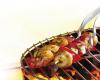 Zwei vegetarische Spiee auf einem Grill