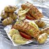Honungsglaserad lax och potatis p grill