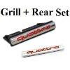 **CAR FASHION** Quattro Grill + Rear Badge Set Emblem Red/Silver