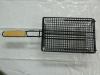 BBQ Grill Basket W/Wood Handle Barbecue Large Fish Meat Vegetable