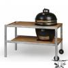 Monolith Grill schwarz mit Tisch aus verzinktem Stahl mit Teak