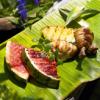 Hhnerschenkel mit Grill Ananas und Wassermelone