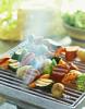 Kielbasa and Vegetable Kabobs on the Grill Smoke